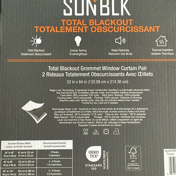 Sun+Blk - Total Blackout Curtain Panel, 2-Panel - Picture 2 of 3